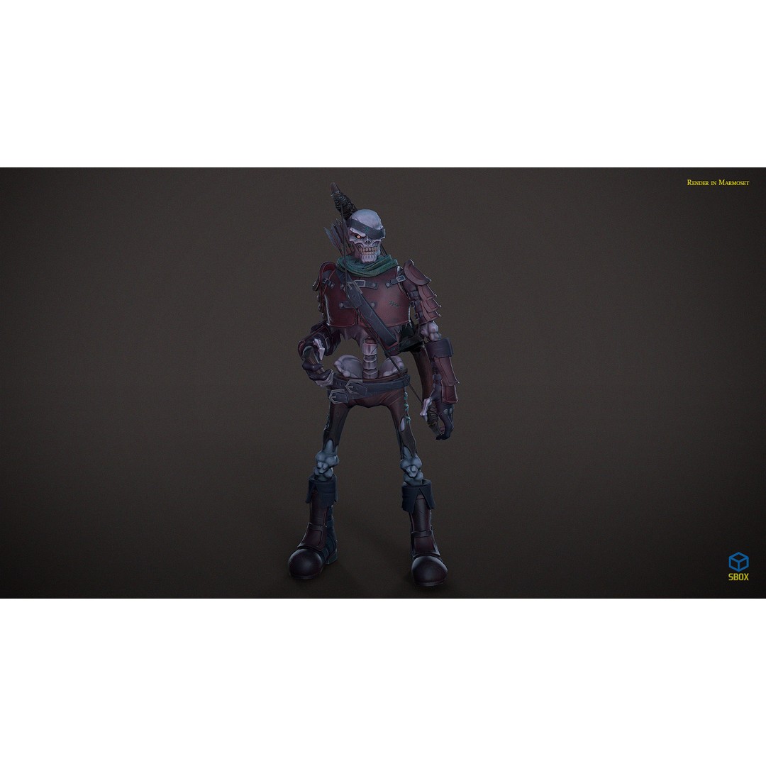 Skeleton Archer 3D Model – Low Poly Rigged Character for Games - View 6