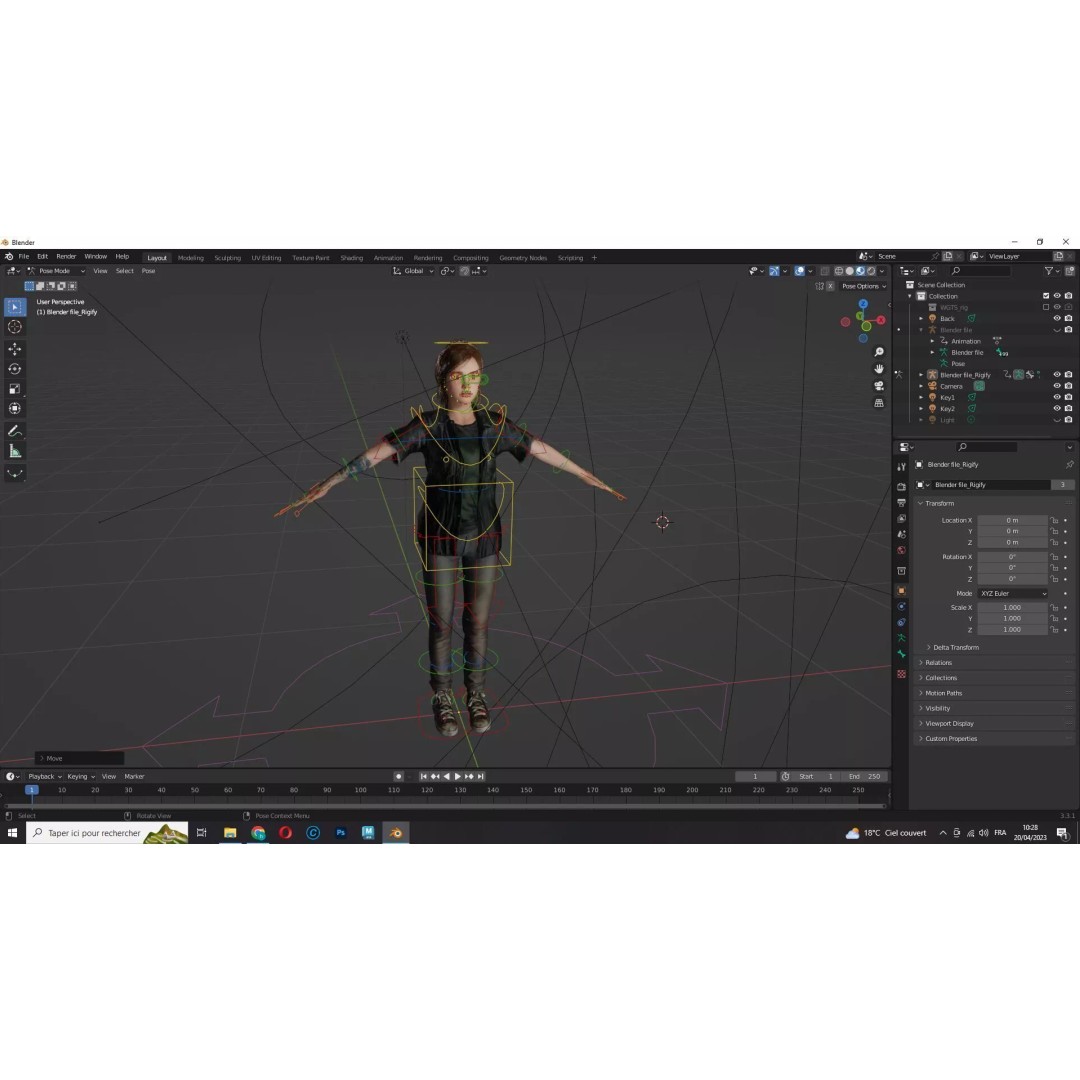 Ellie Survivor 3D Model – Low Poly Rigged Character for Animation - View 17