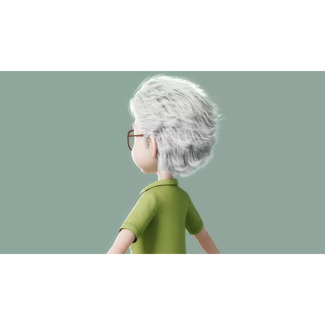 Cartoon Old Woman 3D Model – Rigged Character with PBR Textures, FBX - View 10