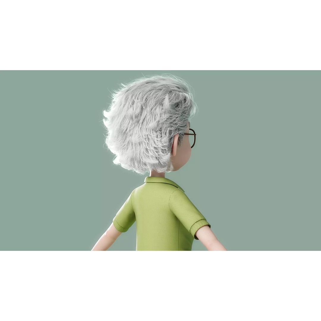 Cartoon Old Woman 3D Model – Rigged Character with PBR Textures, FBX - View 12