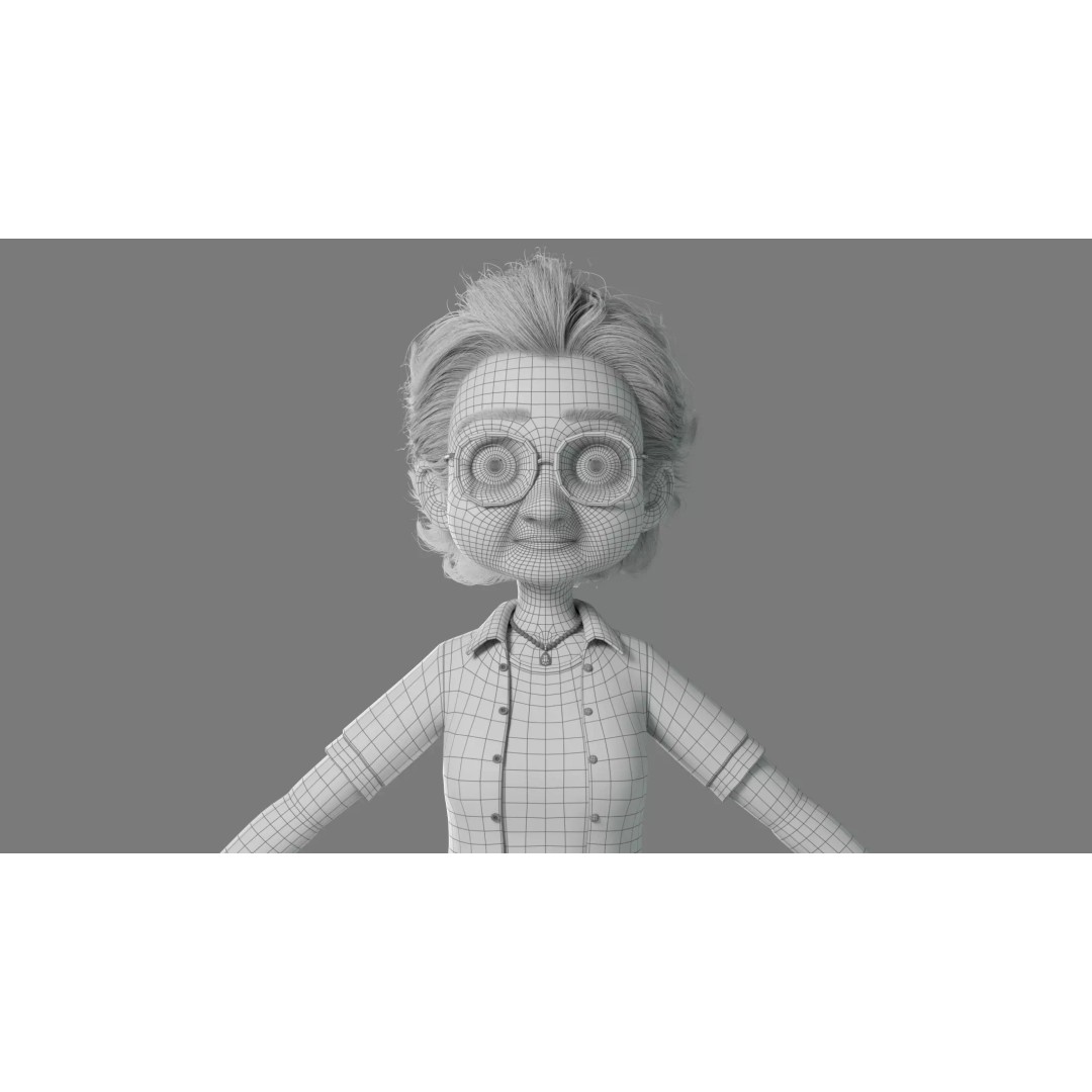 Cartoon Old Woman 3D Model – Rigged Character with PBR Textures, FBX - View 26