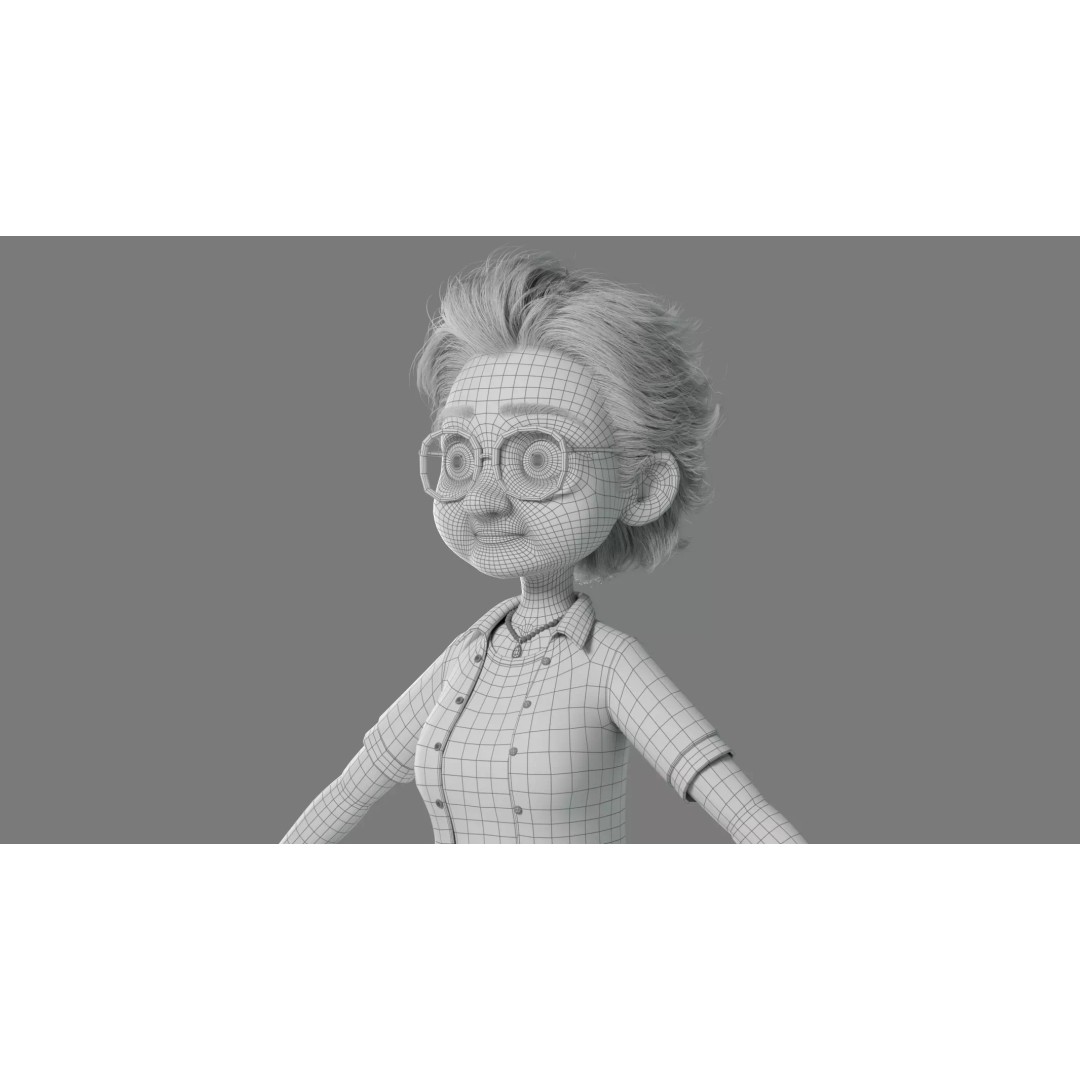 Cartoon Old Woman 3D Model – Rigged Character with PBR Textures, FBX - View 27