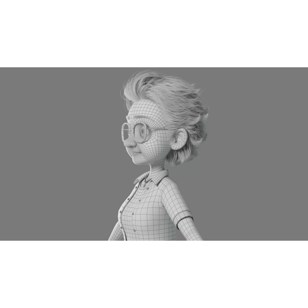 Cartoon Old Woman 3D Model – Rigged Character with PBR Textures, FBX - View 28