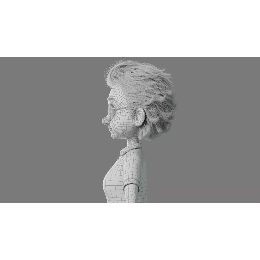 Cartoon Old Woman 3D Model – Rigged Character with PBR Textures, FBX - View 29