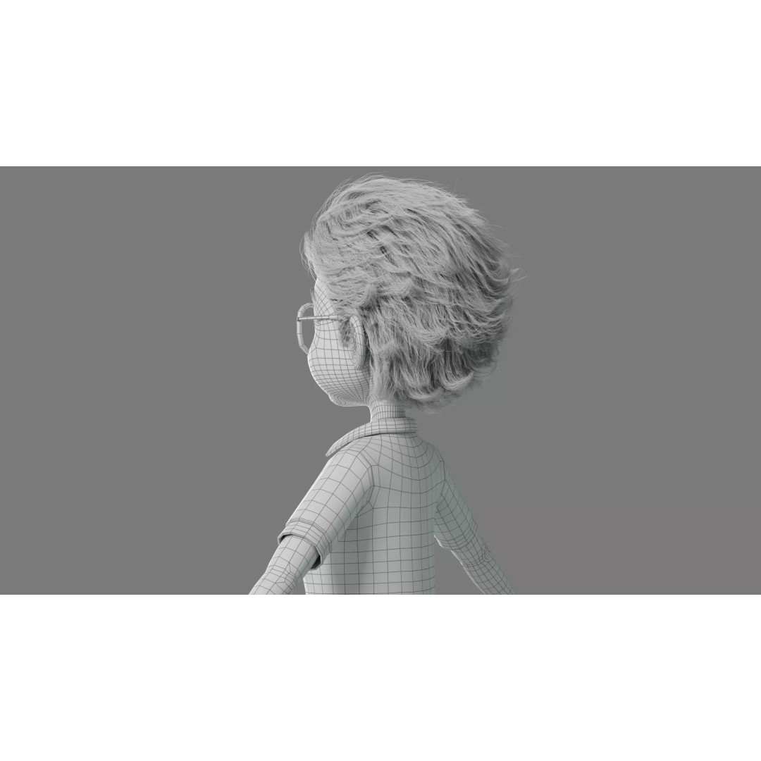 Cartoon Old Woman 3D Model – Rigged Character with PBR Textures, FBX - View 30