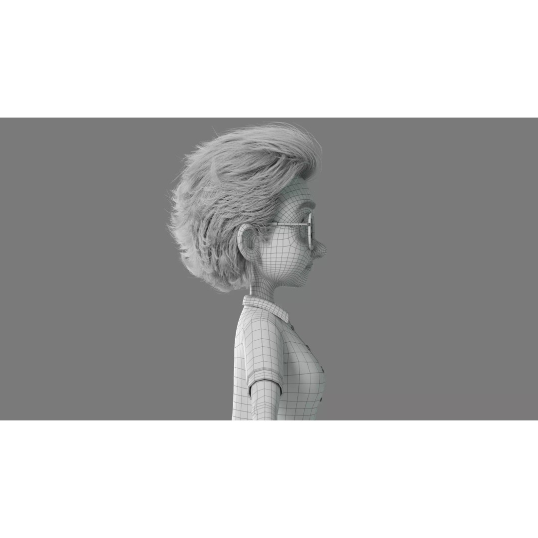 Cartoon Old Woman 3D Model – Rigged Character with PBR Textures, FBX - View 33