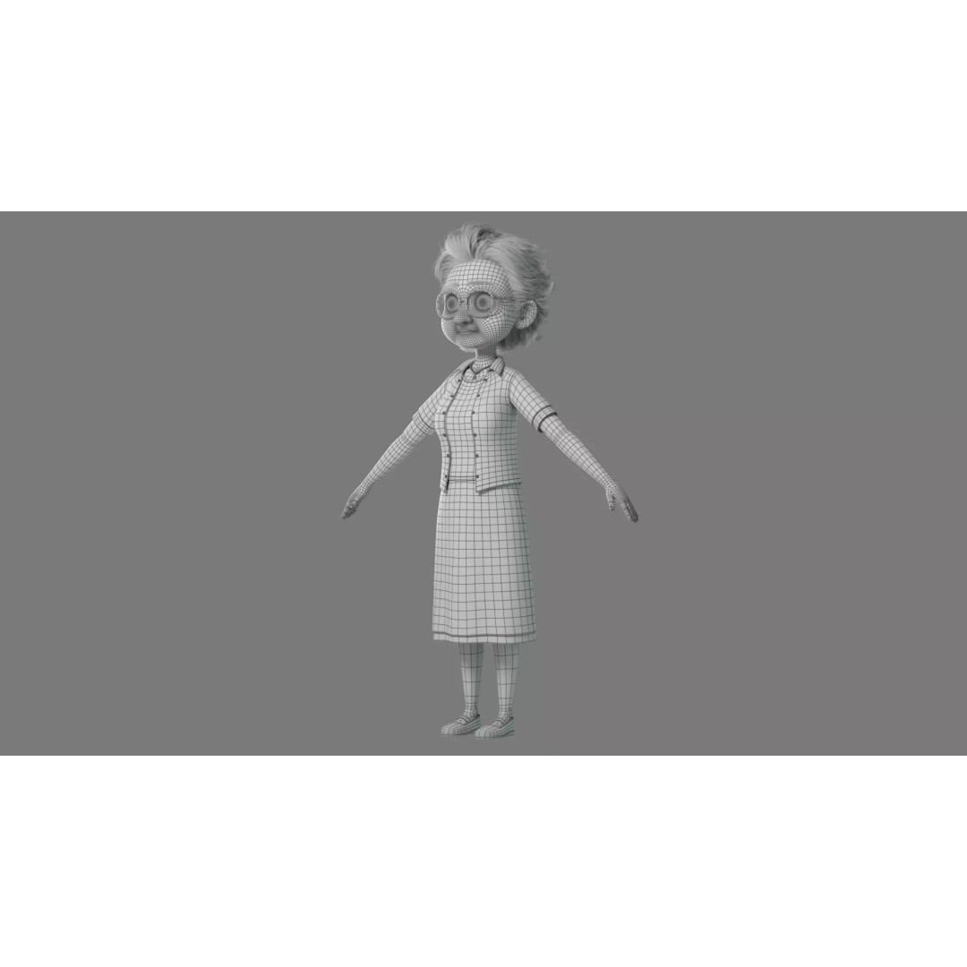 Cartoon Old Woman 3D Model – Rigged Character with PBR Textures, FBX - View 37