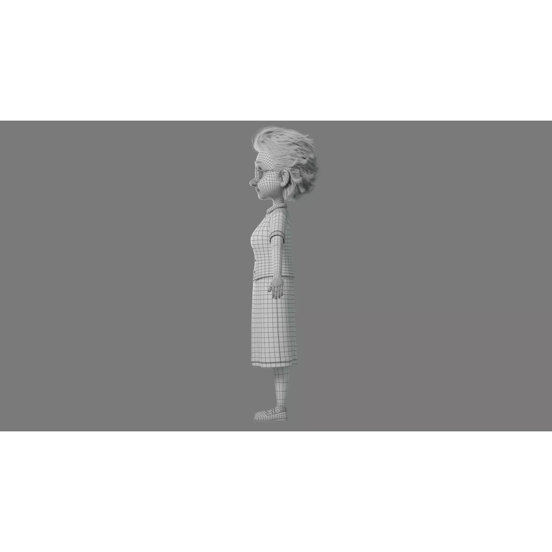 Cartoon Old Woman 3D Model – Rigged Character with PBR Textures, FBX - View 39