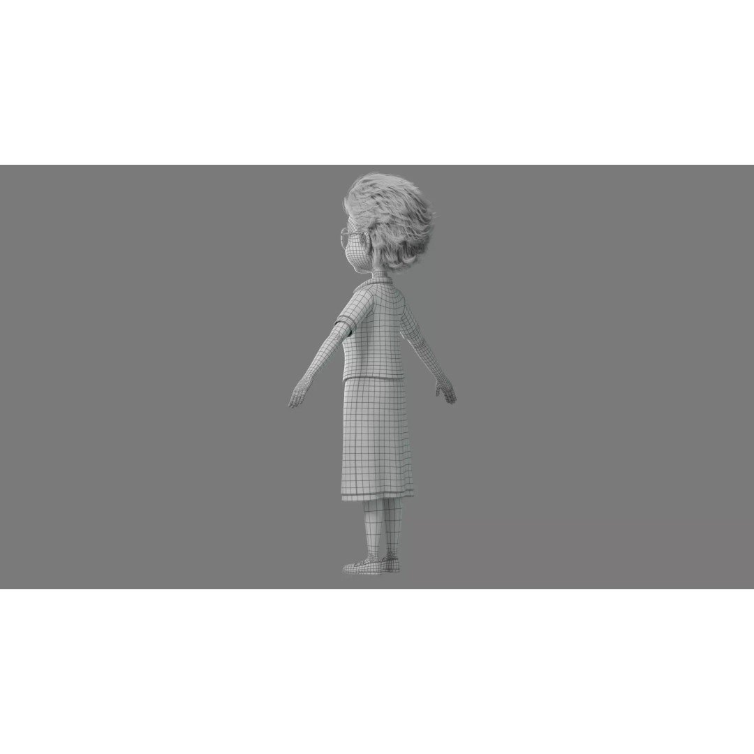 Cartoon Old Woman 3D Model – Rigged Character with PBR Textures, FBX - View 40
