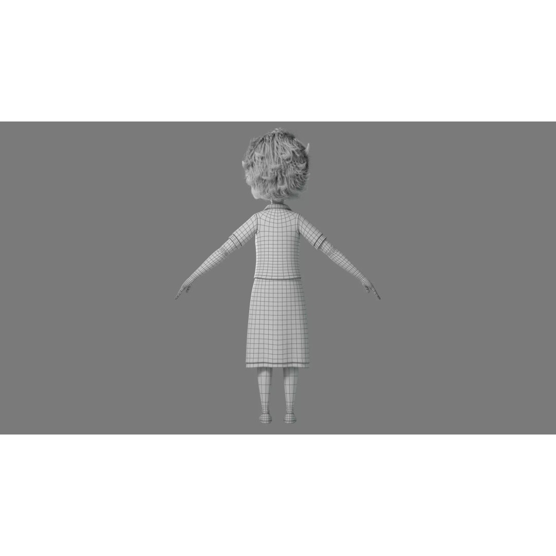 Cartoon Old Woman 3D Model – Rigged Character with PBR Textures, FBX - View 41