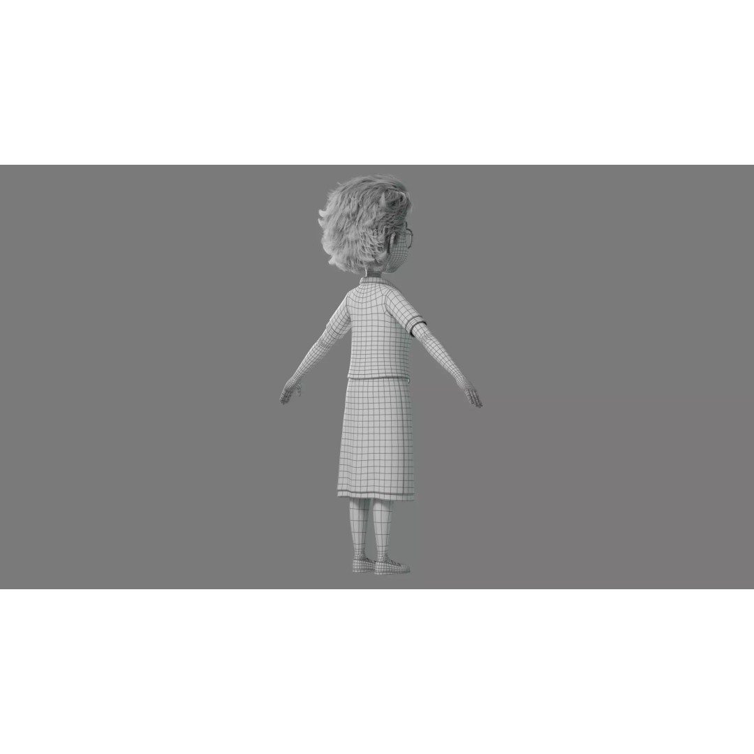 Cartoon Old Woman 3D Model – Rigged Character with PBR Textures, FBX - View 42