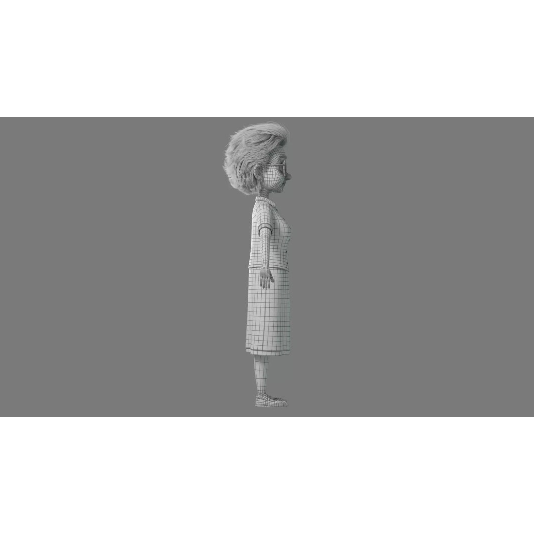 Cartoon Old Woman 3D Model – Rigged Character with PBR Textures, FBX - View 43