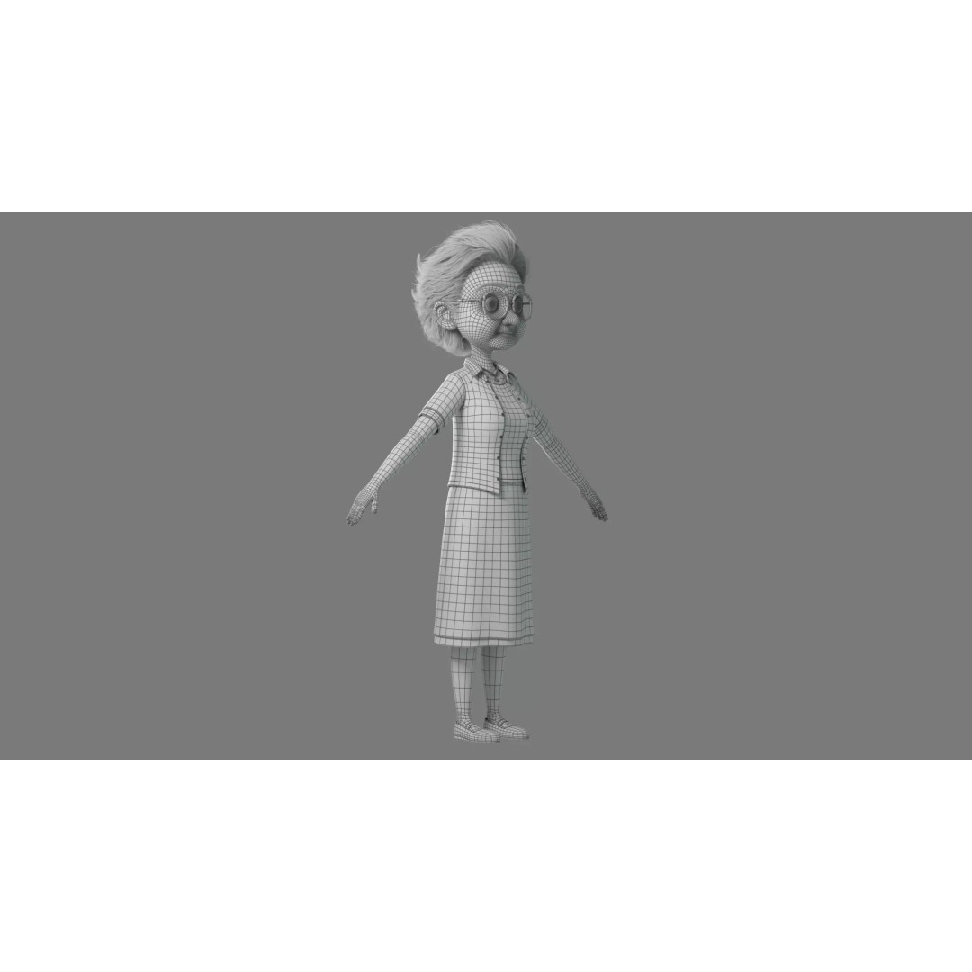 Cartoon Old Woman 3D Model – Rigged Character with PBR Textures, FBX - View 44