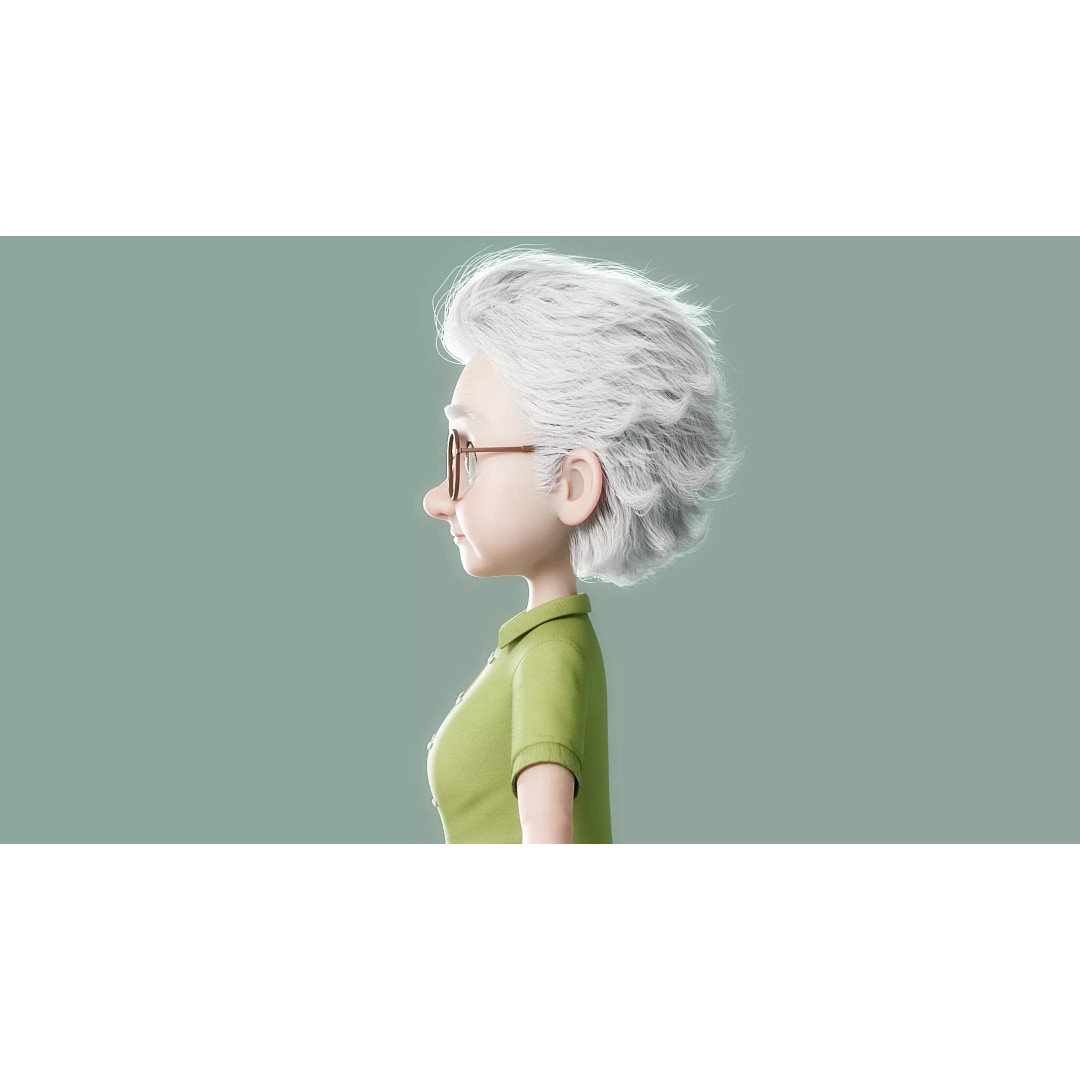 Cartoon Old Woman 3D Model – Rigged Character with PBR Textures, FBX - View 9