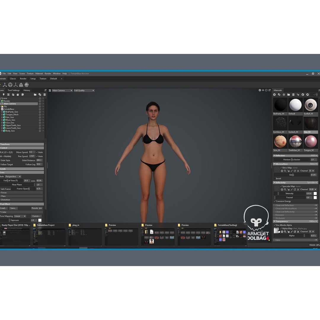 Female Base 3D Model – Low Poly Rigged Character for Animation - View 12