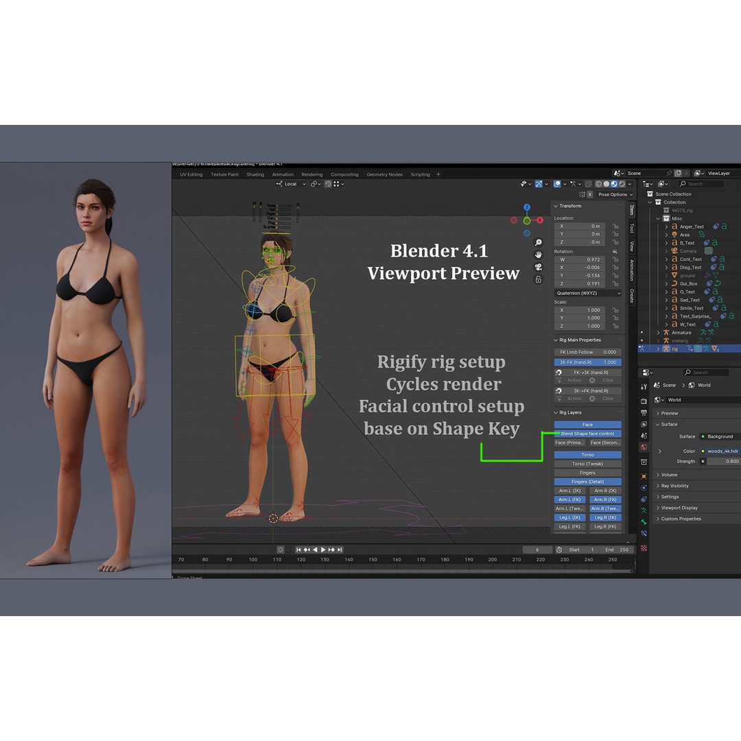 Female Base 3D Model – Low Poly Rigged Character for Animation - View 15