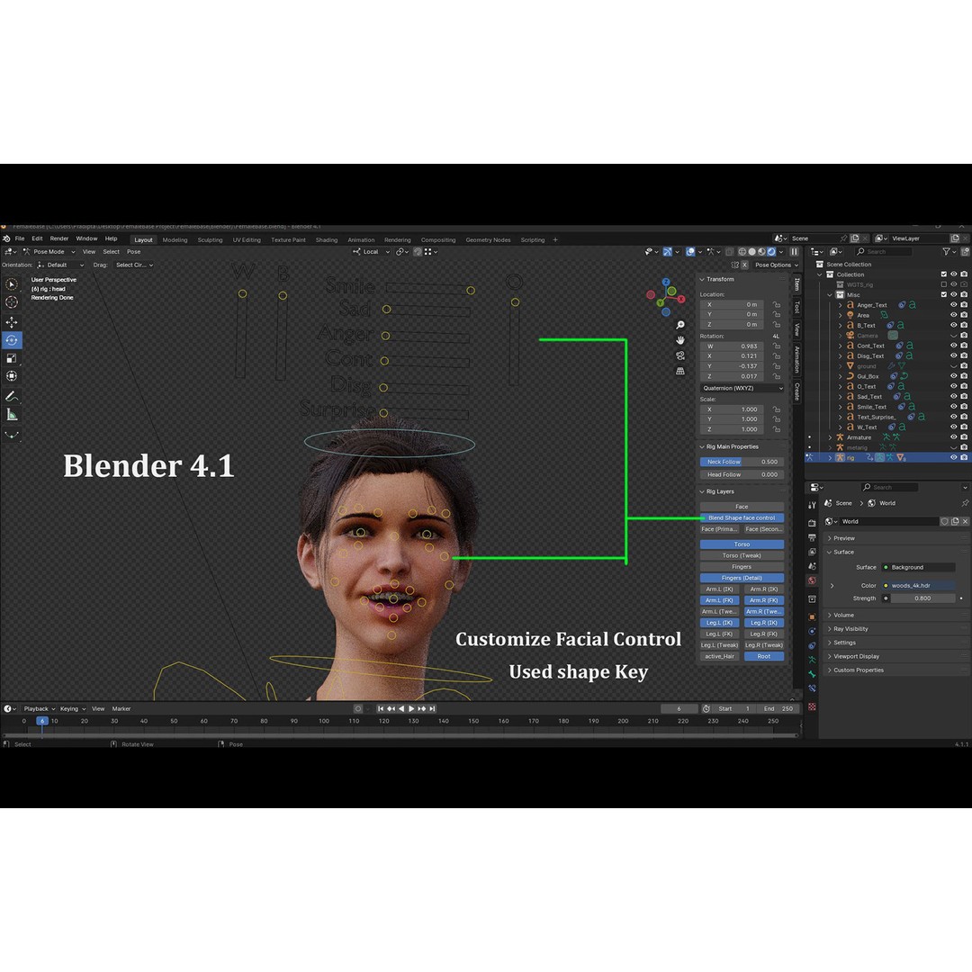 Female Base 3D Model – Low Poly Rigged Character for Animation - View 18