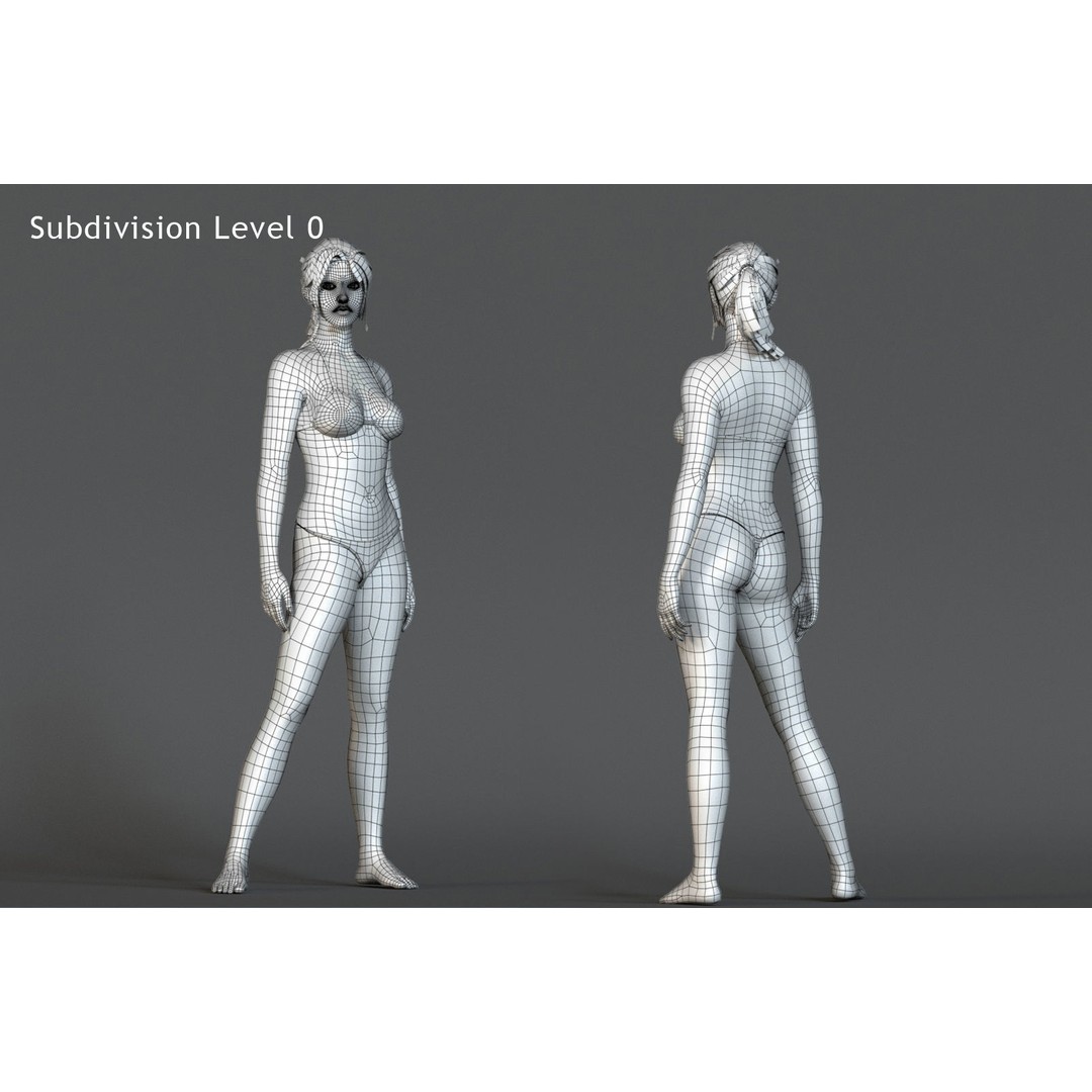 Female Base 3D Model – Low Poly Rigged Character for Animation - View 21