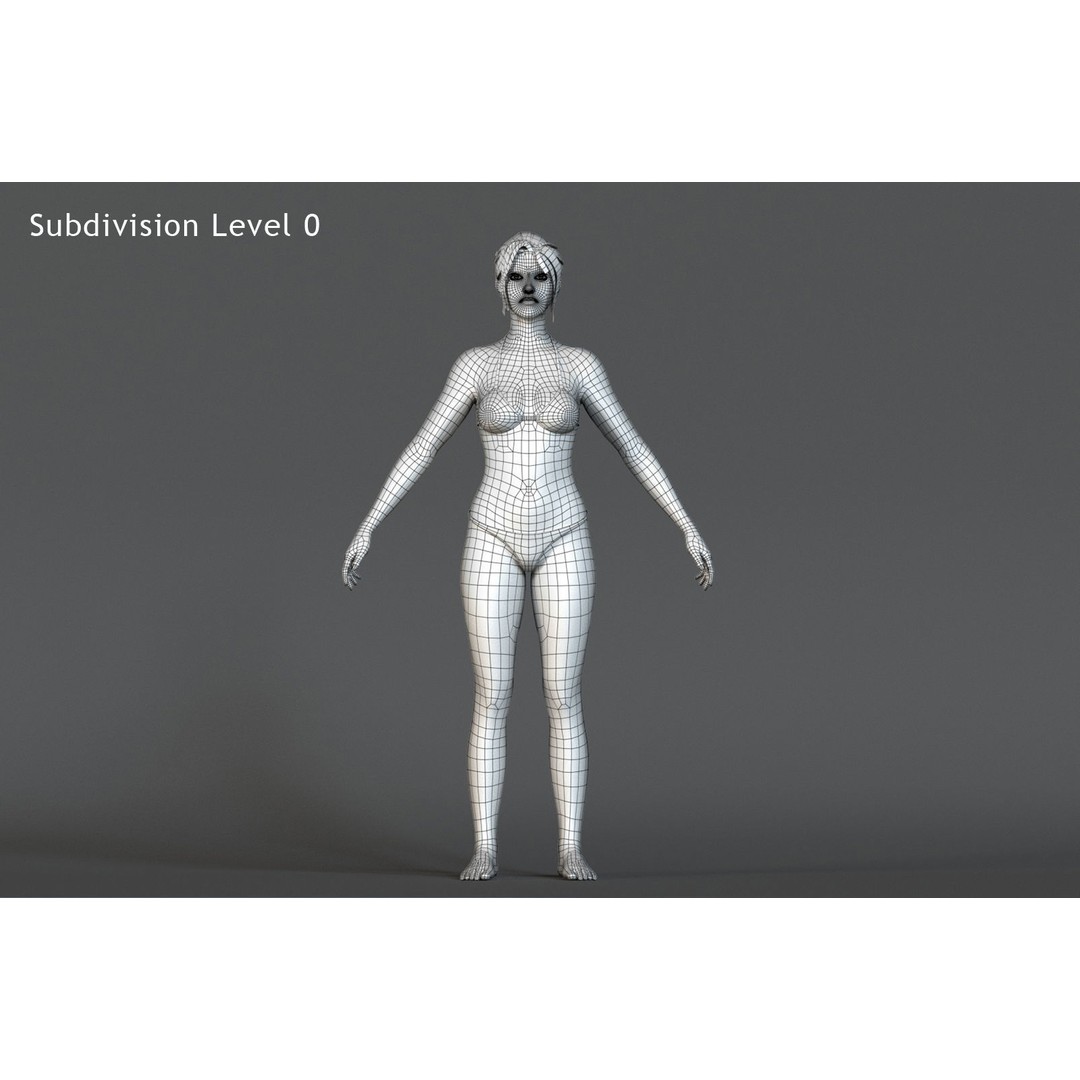 Female Base 3D Model – Low Poly Rigged Character for Animation - View 22