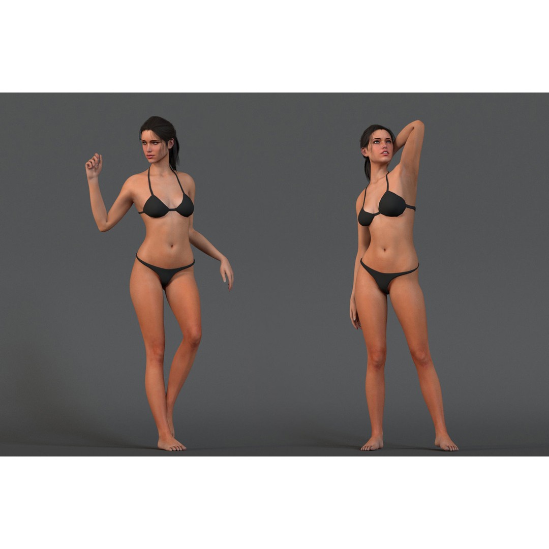 Female Base 3D Model – Low Poly Rigged Character for Animation - View 4