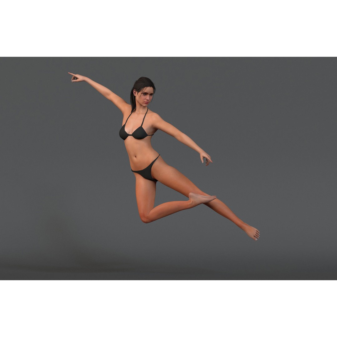 Female Base 3D Model – Low Poly Rigged Character for Animation - View 5
