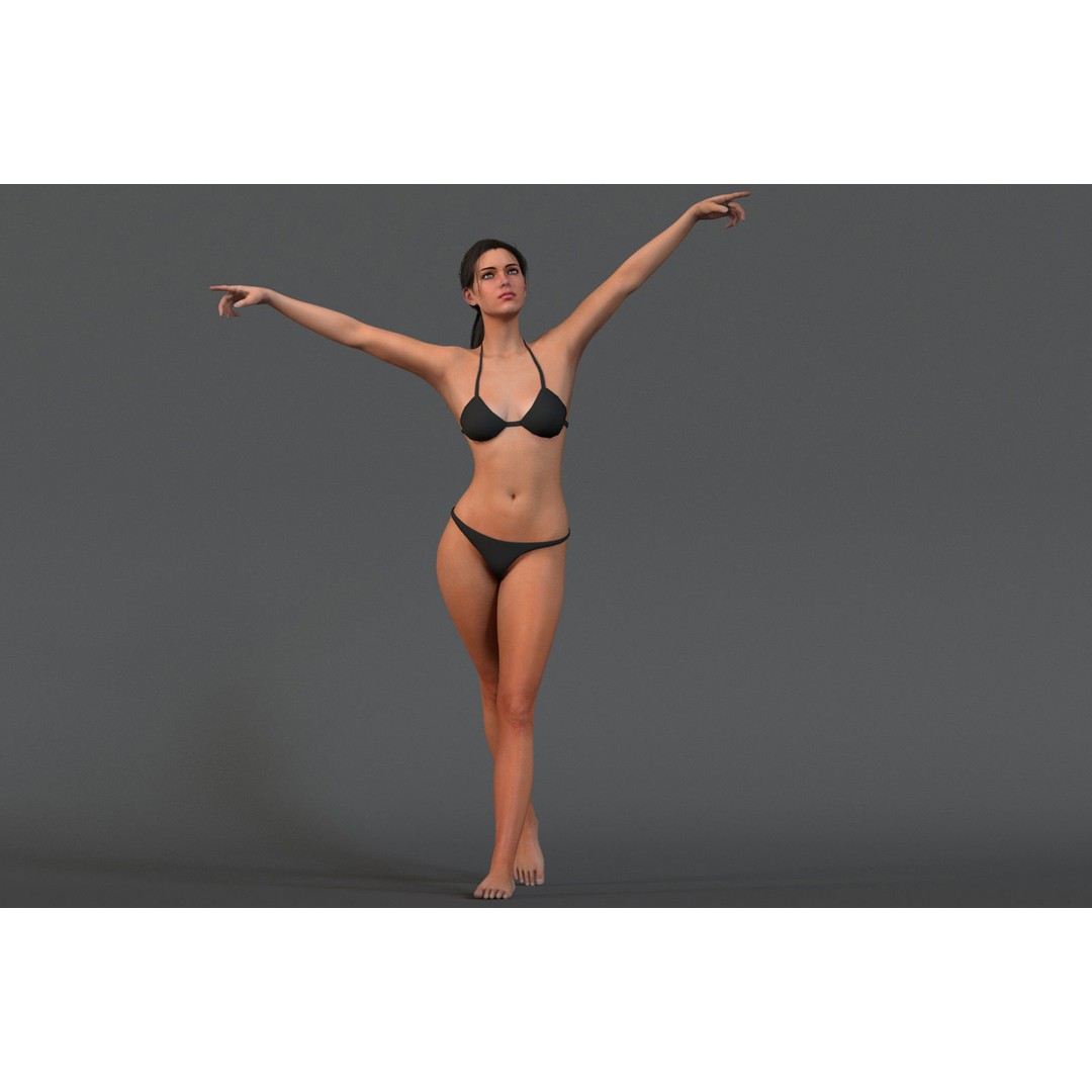 Female Base 3D Model – Low Poly Rigged Character for Animation - View 6