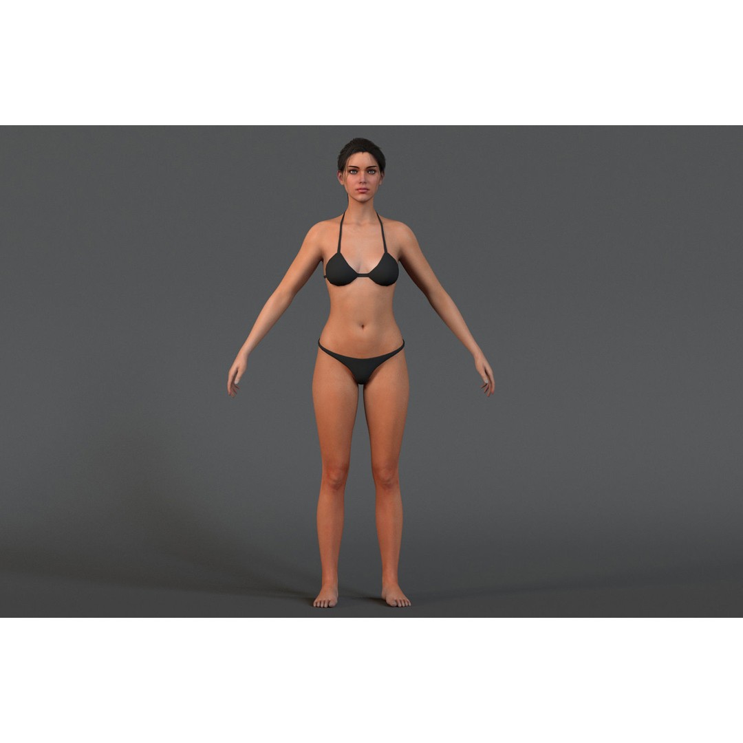 Female Base 3D Model – Low Poly Rigged Character for Animation - View 7