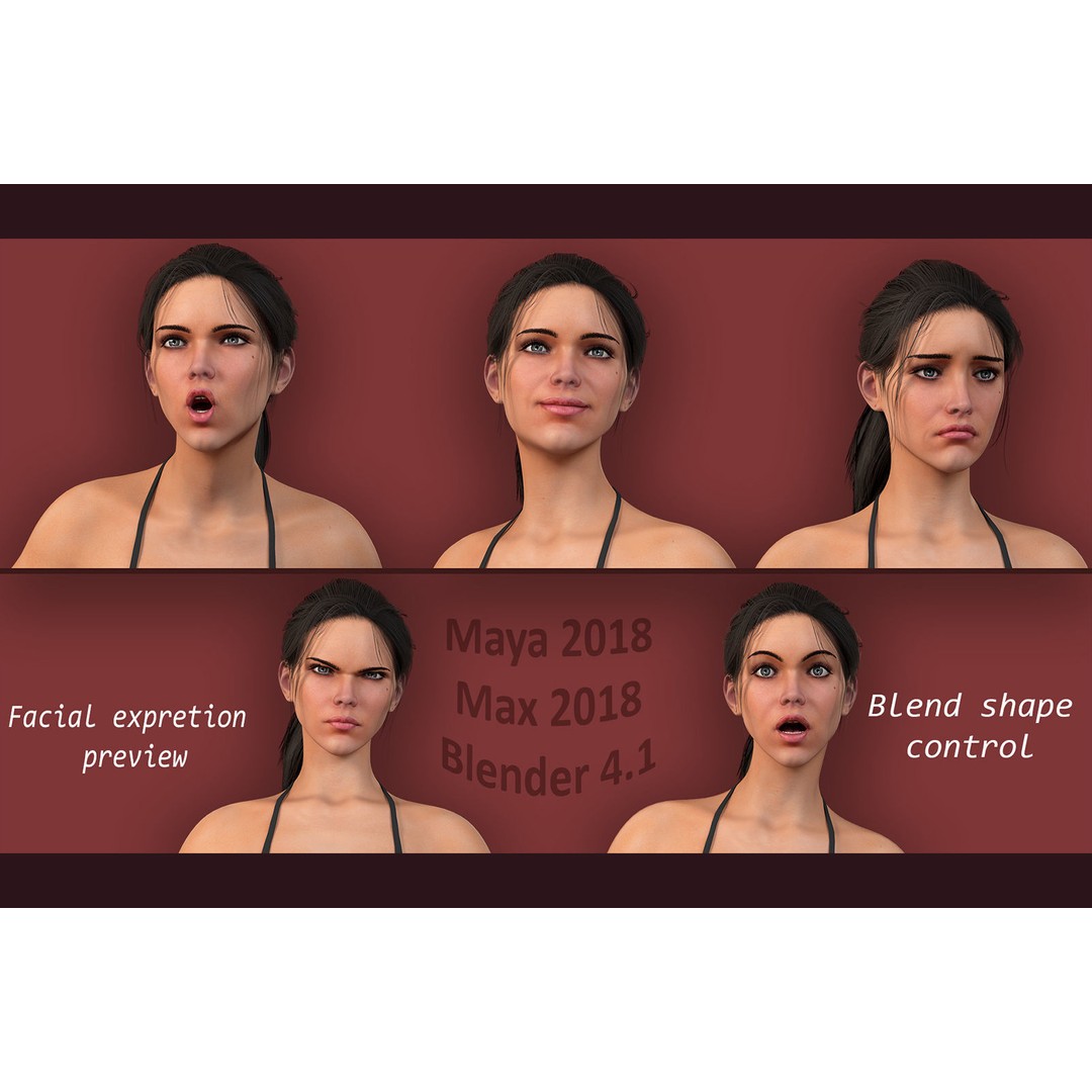 Female Base 3D Model – Low Poly Rigged Character for Animation - View 8