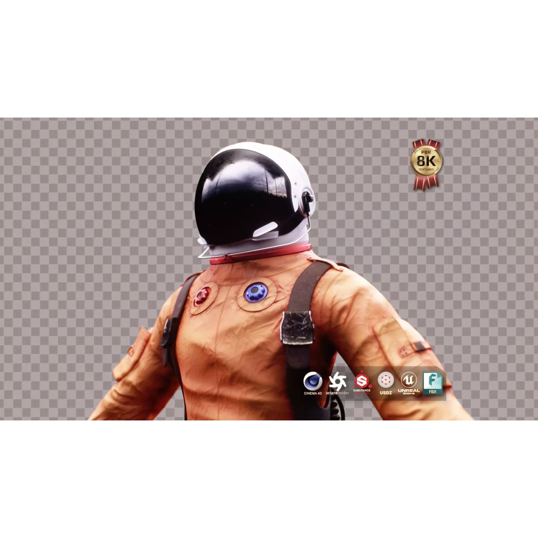 Astronaut Space Suit 3D Model – Low Poly Rigged PBR Character Asset - View 2