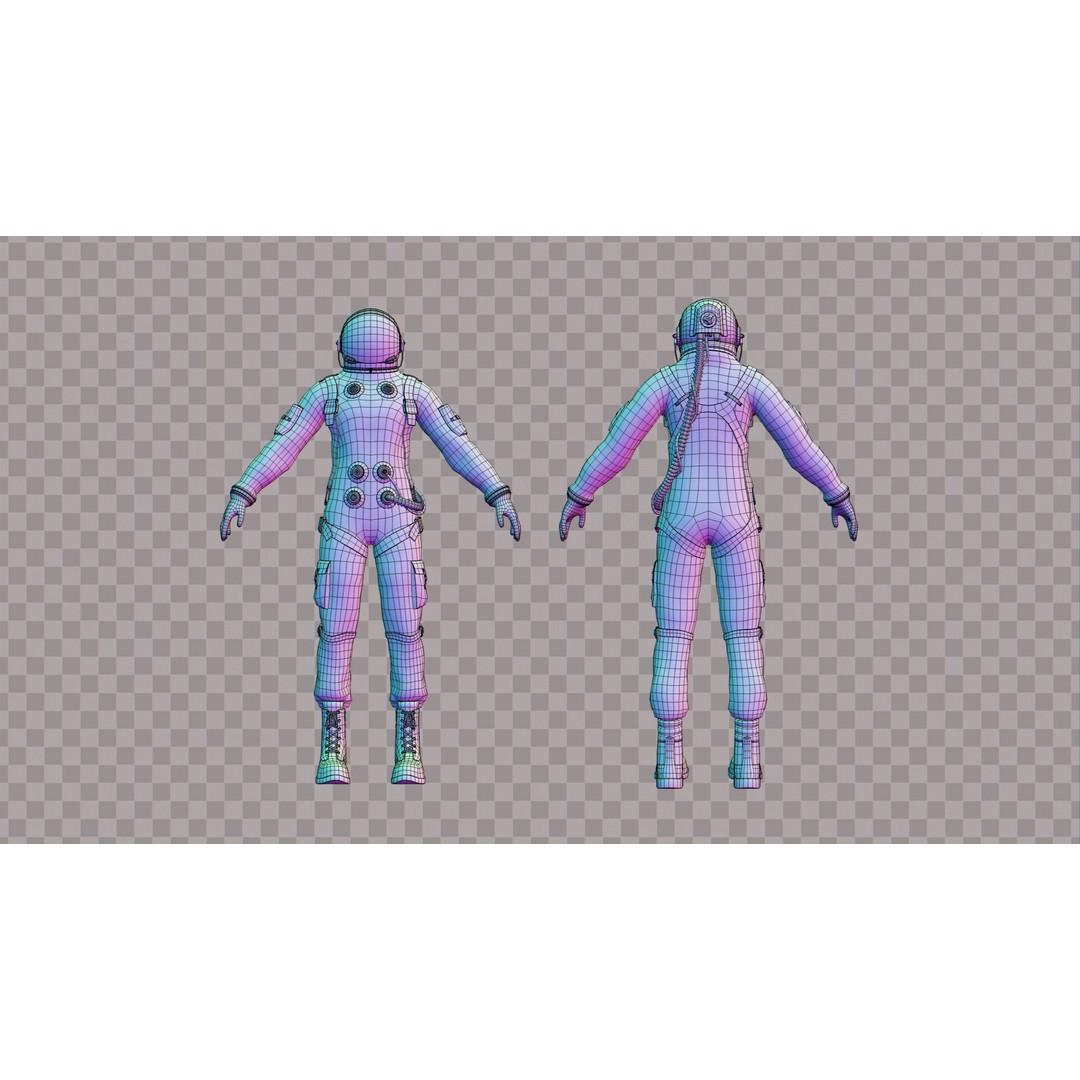 Astronaut Space Suit 3D Model – Low Poly Rigged PBR Character Asset - View 20