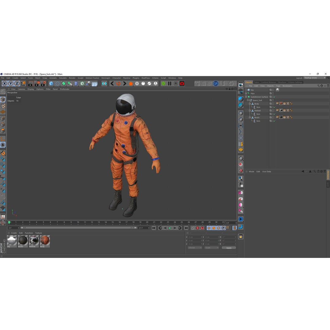 Astronaut Space Suit 3D Model – Low Poly Rigged PBR Character Asset - View 23