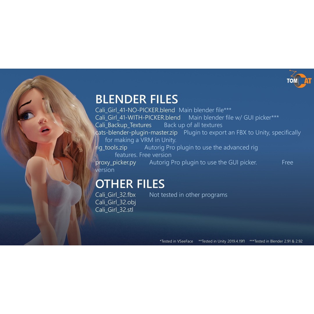 California Girl 3D Model – Rigged Character for Blender & Vtubing - View 17