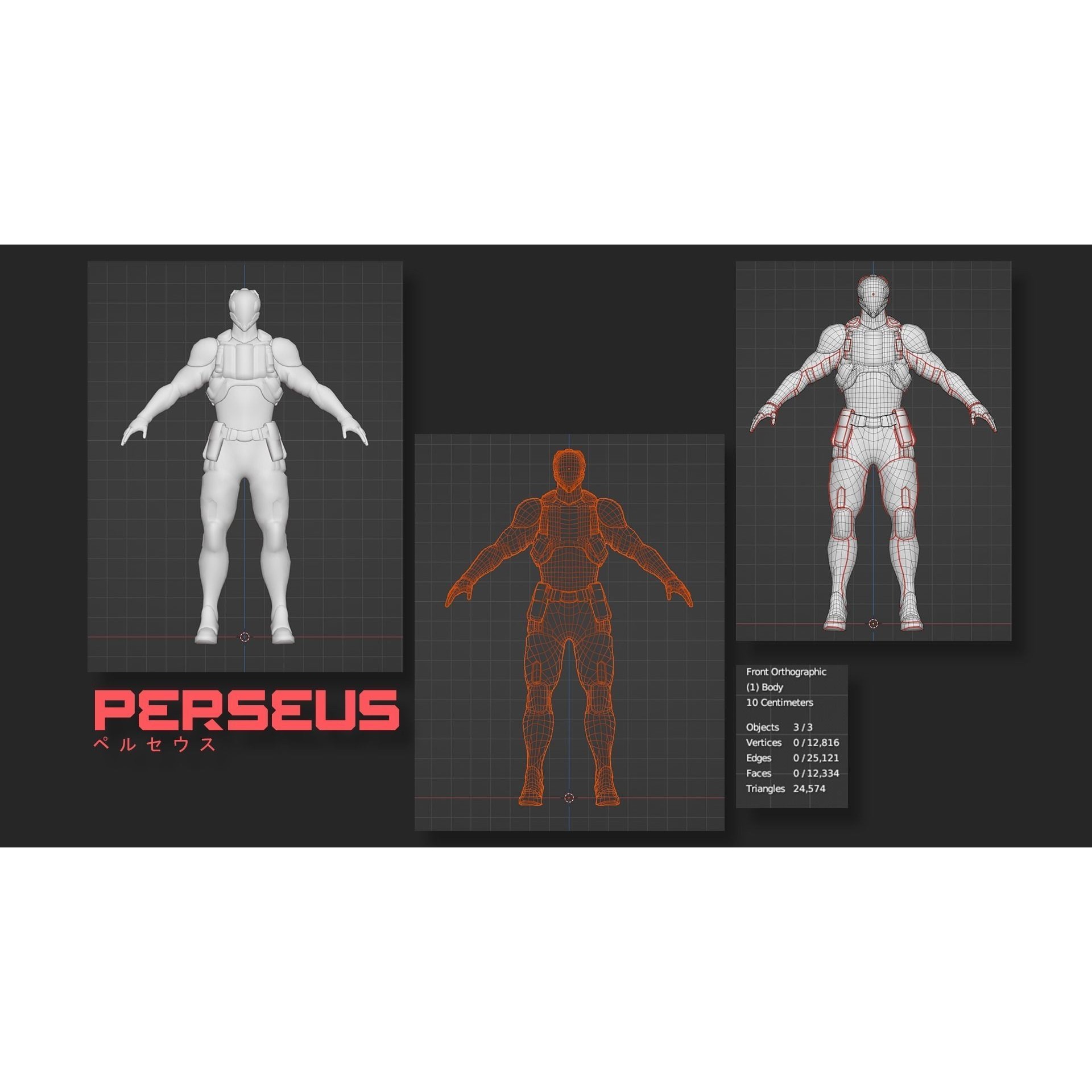 Cybernetic Soldier Perseus - Low-Poly Game-Ready 3D Model - View 33
