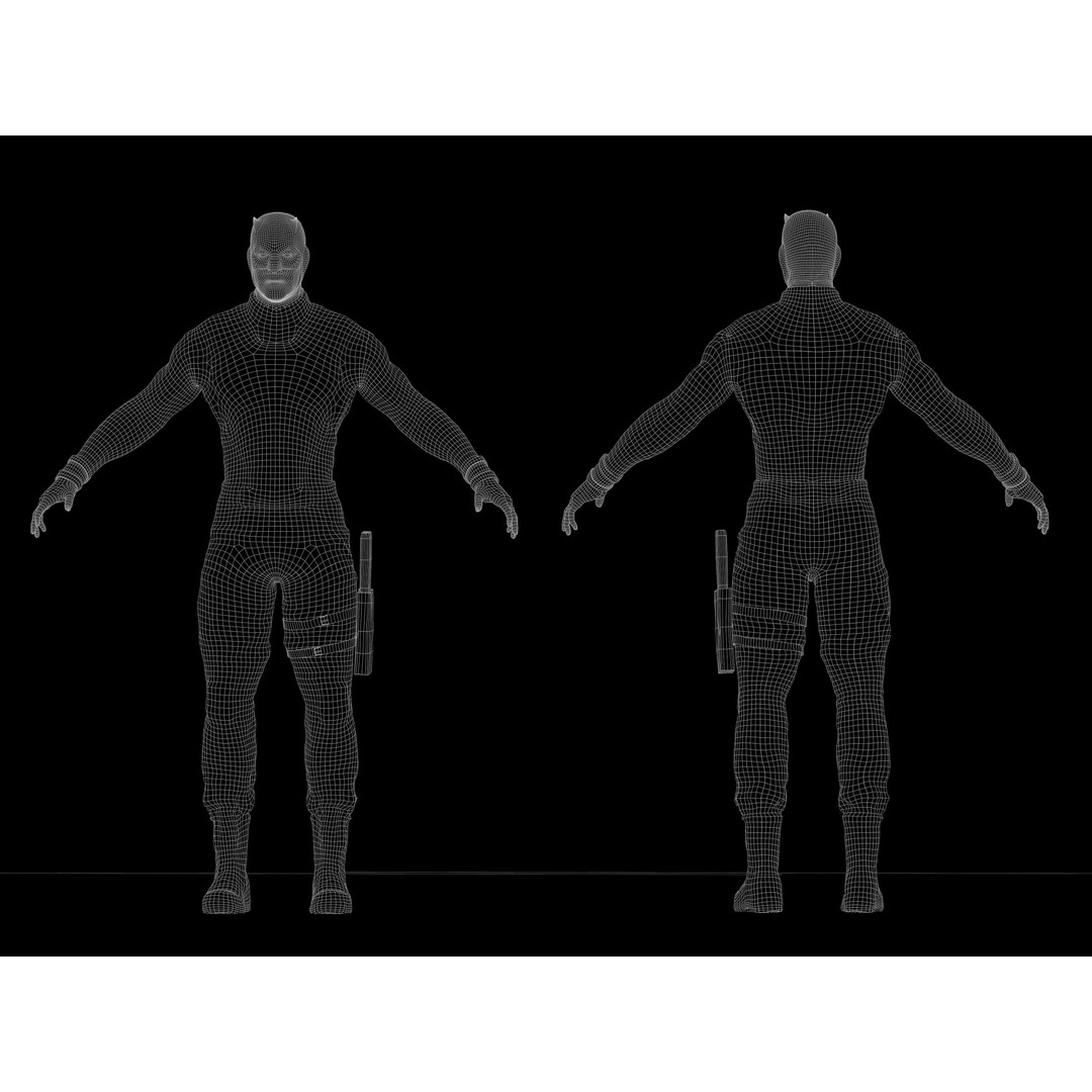 Daredevil 3D Model – Low Poly Character with Rigging, FBX, OBJ - View 12