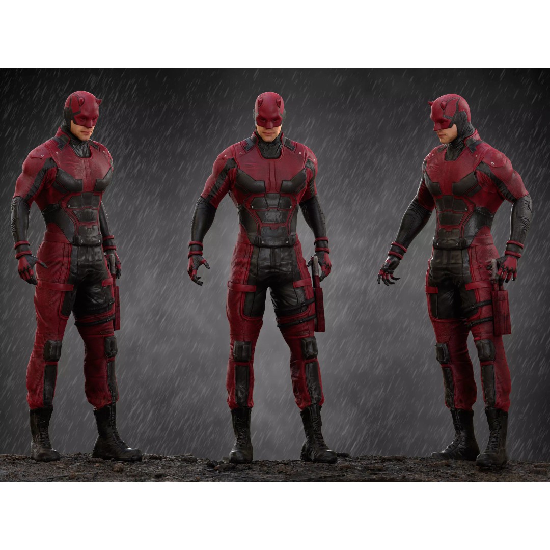 Daredevil 3D Model – Low Poly Character with Rigging, FBX, OBJ - View 2