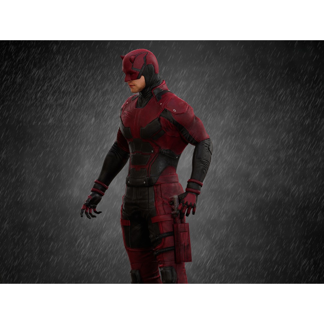 Daredevil 3D Model – Low Poly Character with Rigging, FBX, OBJ - View 7