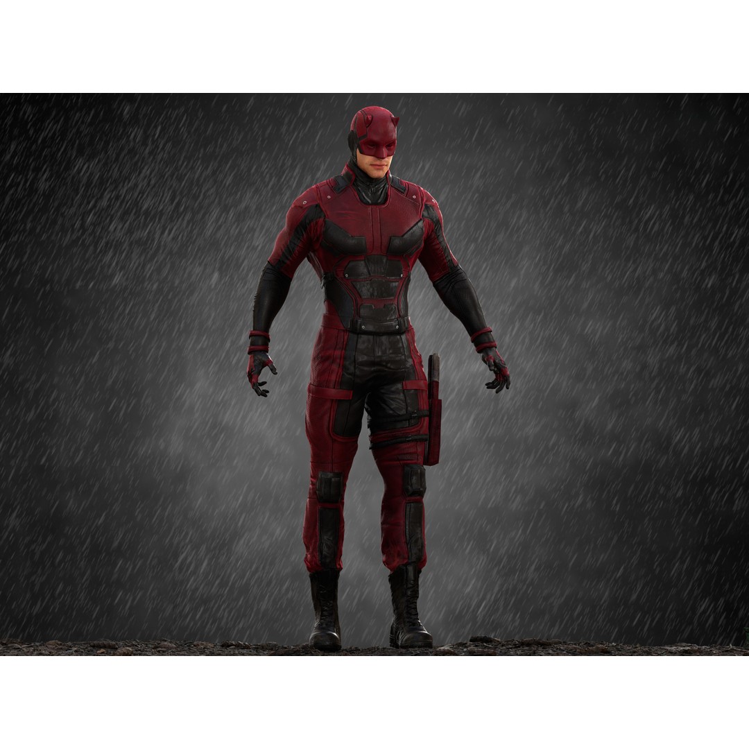 Daredevil 3D Model – Low Poly Character with Rigging, FBX, OBJ - View 9