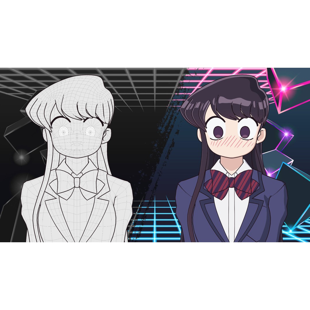 Komi Shouko 3D Model – Low Poly Character Rigged for Blender - View 19