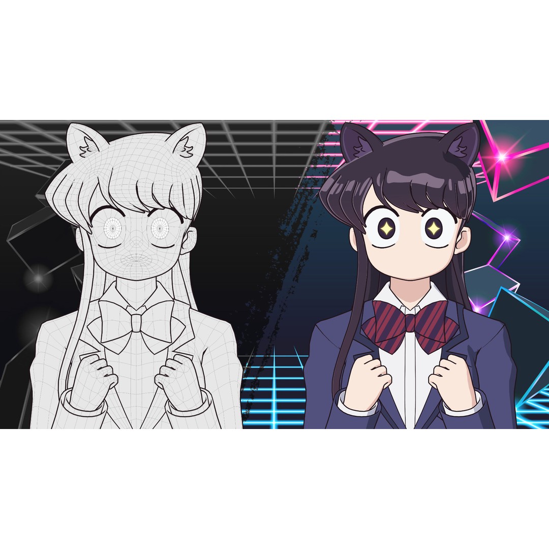 Komi Shouko 3D Model – Low Poly Character Rigged for Blender - View 20