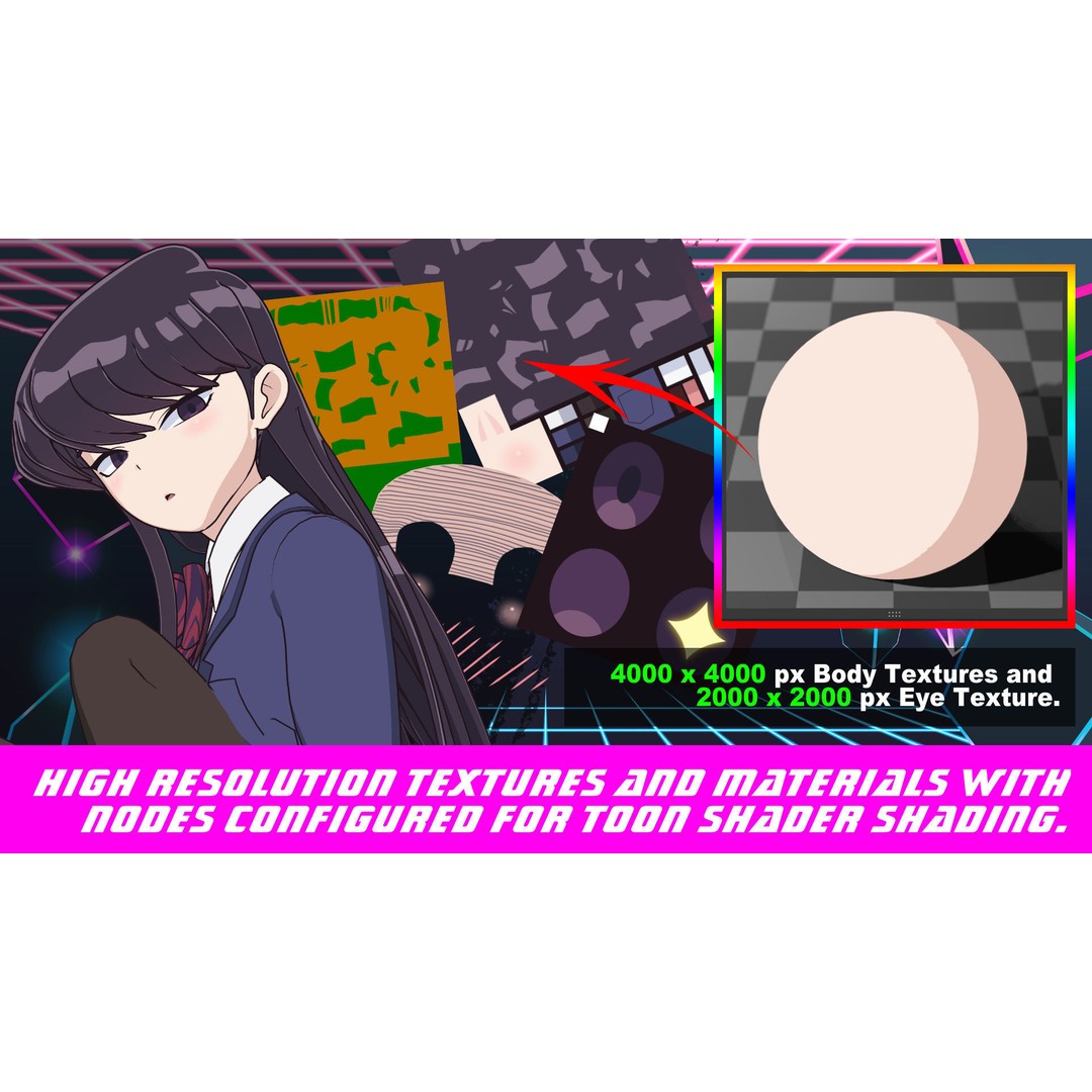 Komi Shouko 3D Model – Low Poly Character Rigged for Blender - View 5