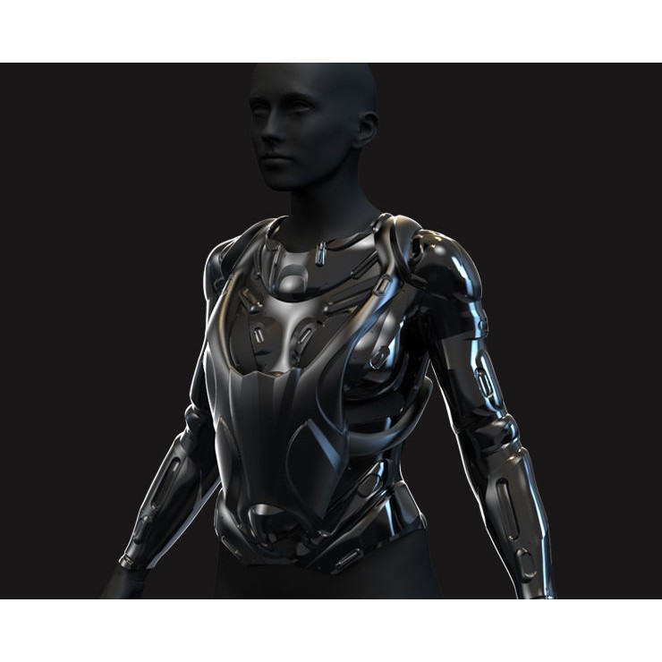 Female Sci-Fi Suits 3D Model – Low Poly KitBash with UVs, FBX, OBJ - View 10