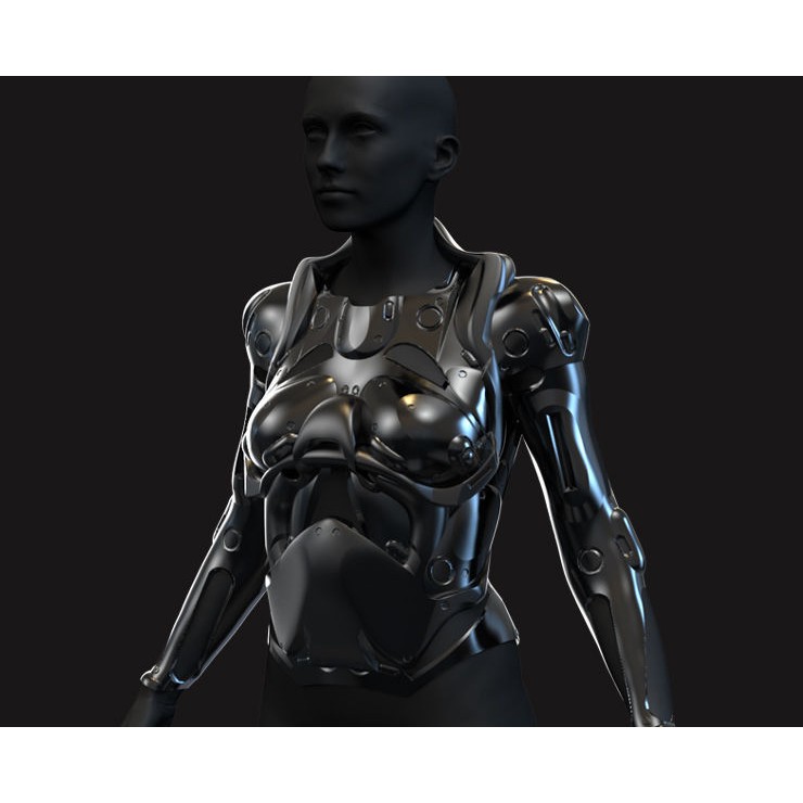 Female Sci-Fi Suits 3D Model – Low Poly KitBash with UVs, FBX, OBJ - View 11