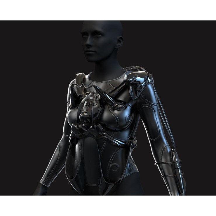 Female Sci-Fi Suits 3D Model – Low Poly KitBash with UVs, FBX, OBJ - View 14