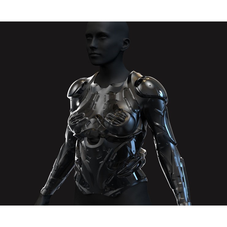Female Sci-Fi Suits 3D Model – Low Poly KitBash with UVs, FBX, OBJ - View 16