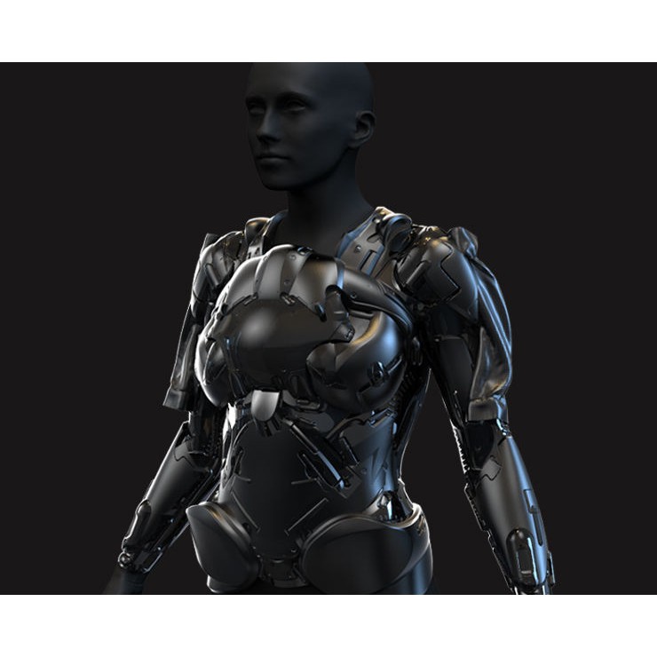 Female Sci-Fi Suits 3D Model – Low Poly KitBash with UVs, FBX, OBJ - View 3