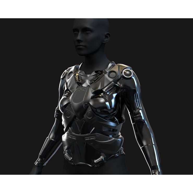 Female Sci-Fi Suits 3D Model – Low Poly KitBash with UVs, FBX, OBJ - View 6