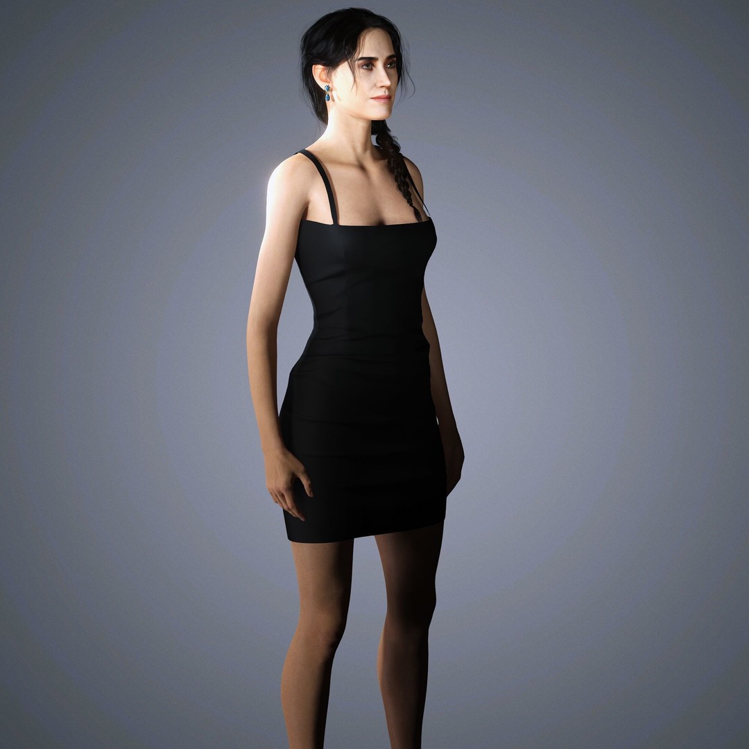 Jennifer Connelly 3D Model – Low Poly Rigged Character, FBX, OBJ - View 11