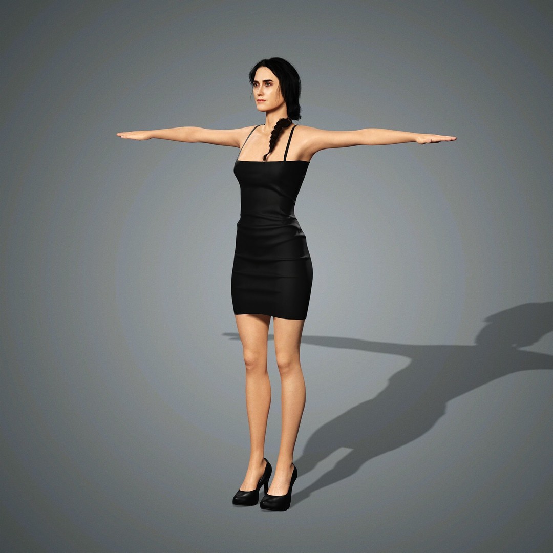 Jennifer Connelly 3D Model – Low Poly Rigged Character, FBX, OBJ - View 12