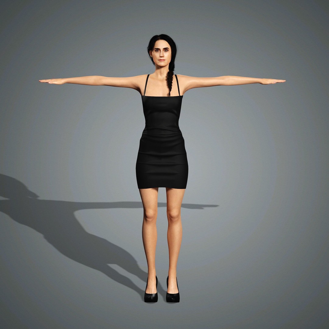 Jennifer Connelly 3D Model – Low Poly Rigged Character, FBX, OBJ - View 16