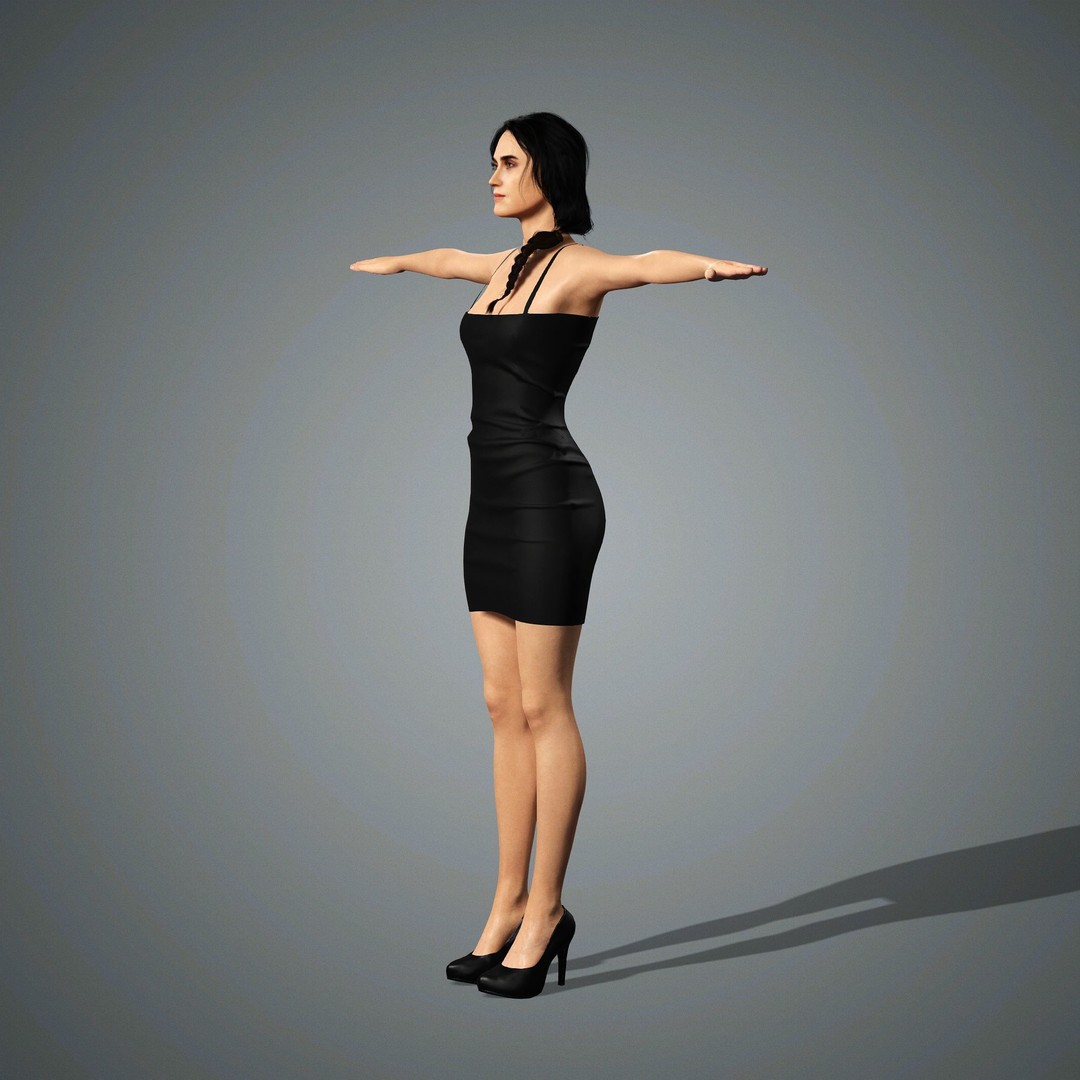 Jennifer Connelly 3D Model – Low Poly Rigged Character, FBX, OBJ - View 17